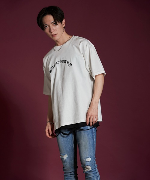 NO ID.(ノーアイディ)の「【NO ID.】Sanctuary Embroidery Big T-shirt / サンクチュアリ 刺繍 ビッグ Tシャツ(Tシャツ/カットソー・メンズ・ブラウン/ホワイト/ブラック・ONE SIZE)」の14枚目の写真