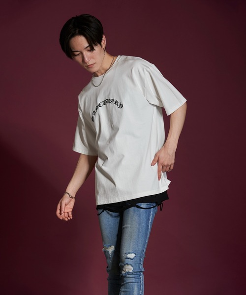 NO ID.(ノーアイディ)の「【NO ID.】Sanctuary Embroidery Big T-shirt / サンクチュアリ 刺繍 ビッグ Tシャツ(Tシャツ/カットソー・メンズ・ブラウン/ホワイト/ブラック・ONE SIZE)」の15枚目の写真