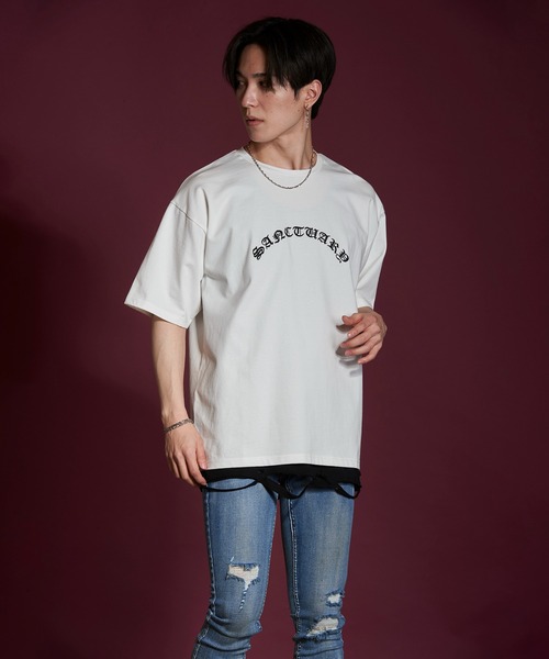 NO ID.(ノーアイディ)の「【NO ID.】Sanctuary Embroidery Big T-shirt / サンクチュアリ 刺繍 ビッグ Tシャツ(Tシャツ/カットソー・メンズ・ブラウン/ホワイト/ブラック・ONE SIZE)」の16枚目の写真