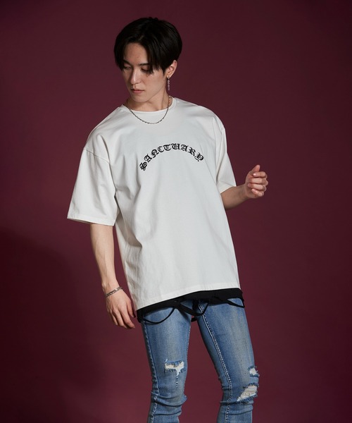 NO ID.(ノーアイディ)の「【NO ID.】Sanctuary Embroidery Big T-shirt / サンクチュアリ 刺繍 ビッグ Tシャツ(Tシャツ/カットソー・メンズ・ブラウン/ホワイト/ブラック・ONE SIZE)」の17枚目の写真