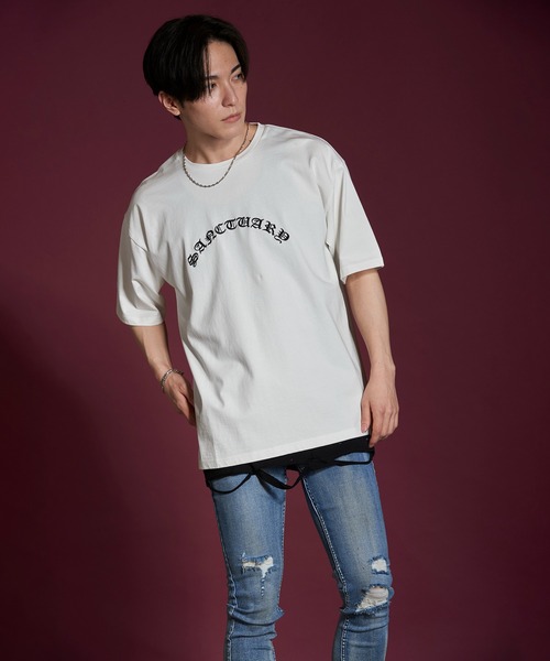 NO ID.(ノーアイディ)の「【NO ID.】Sanctuary Embroidery Big T-shirt / サンクチュアリ 刺繍 ビッグ Tシャツ(Tシャツ/カットソー・メンズ・ブラウン/ホワイト/ブラック・ONE SIZE)」の18枚目の写真
