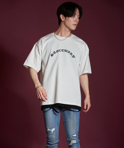 NO ID.(ノーアイディ)の「【NO ID.】Sanctuary Embroidery Big T-shirt / サンクチュアリ 刺繍 ビッグ Tシャツ(Tシャツ/カットソー・メンズ・ブラウン/ホワイト/ブラック・ONE SIZE)」の19枚目の写真