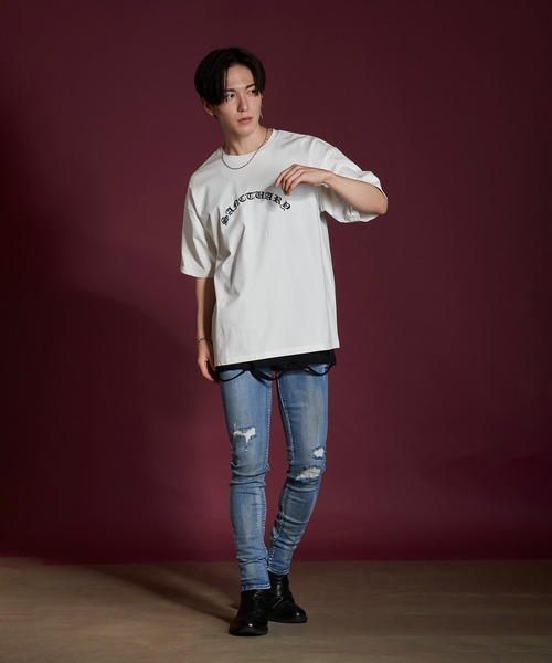 NO ID.(ノーアイディ)の「【NO ID.】Sanctuary Embroidery Big T-shirt / サンクチュアリ 刺繍 ビッグ Tシャツ(Tシャツ/カットソー・メンズ・ブラウン/ホワイト/ブラック・ONE SIZE)」の22枚目の写真