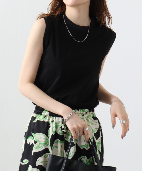Anna Nicola(アンナニコラ)の「Anna Nicola バックテレコ切替えタンクトップ(タンクトップ・レディース・ベージュ/オフホワイト/グレー/グレー系/ブラック・38)」の3枚目の写真