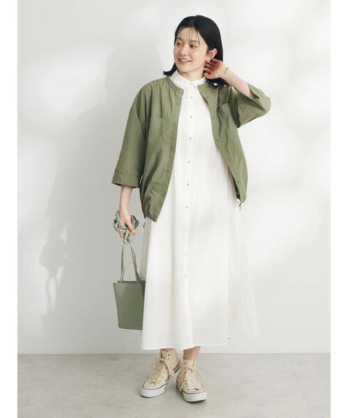 CRAFT STANDARD BOUTIQUE(クラフトスタンダードブティック)の「インド綿Aラインシャツワンピース(シャツワンピース・レディース・オフホワイト/ブラック/サックスブルー・FREE)」の12枚目の写真