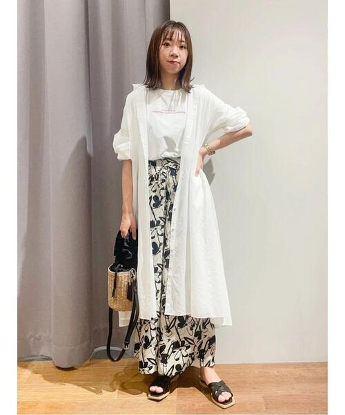CRAFT STANDARD BOUTIQUE(クラフトスタンダードブティック)の「インド綿Aラインシャツワンピース(シャツワンピース・レディース・オフホワイト/ブラック/サックスブルー・FREE)」の13枚目の写真