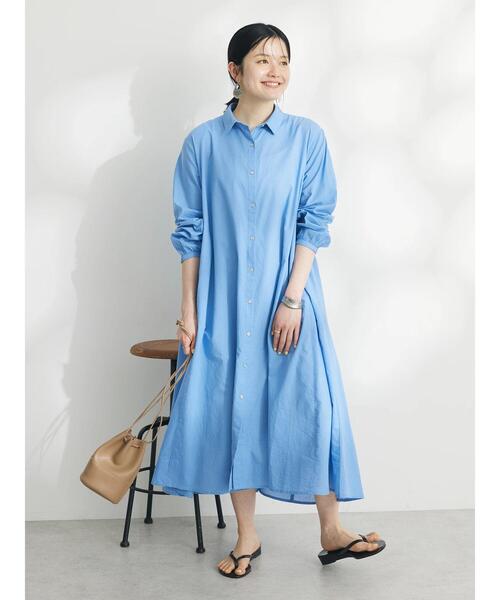 CRAFT STANDARD BOUTIQUE(クラフトスタンダードブティック)の「インド綿Aラインシャツワンピース(シャツワンピース・レディース・オフホワイト/ブラック/サックスブルー・FREE)」の14枚目の写真