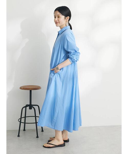 CRAFT STANDARD BOUTIQUE(クラフトスタンダードブティック)の「インド綿Aラインシャツワンピース(シャツワンピース・レディース・オフホワイト/ブラック/サックスブルー・FREE)」の15枚目の写真