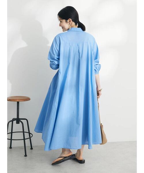CRAFT STANDARD BOUTIQUE(クラフトスタンダードブティック)の「インド綿Aラインシャツワンピース(シャツワンピース・レディース・オフホワイト/ブラック/サックスブルー・FREE)」の16枚目の写真