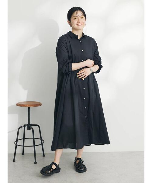 CRAFT STANDARD BOUTIQUE(クラフトスタンダードブティック)の「インド綿Aラインシャツワンピース(シャツワンピース・レディース・オフホワイト/ブラック/サックスブルー・FREE)」の17枚目の写真