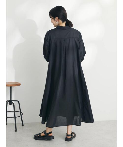 CRAFT STANDARD BOUTIQUE(クラフトスタンダードブティック)の「インド綿Aラインシャツワンピース(シャツワンピース・レディース・オフホワイト/ブラック/サックスブルー・FREE)」の7枚目の写真
