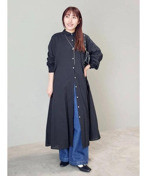 CRAFT STANDARD BOUTIQUE(クラフトスタンダードブティック)の「インド綿Aラインシャツワンピース(シャツワンピース・レディース・オフホワイト/ブラック/サックスブルー・FREE)」の10枚目の写真