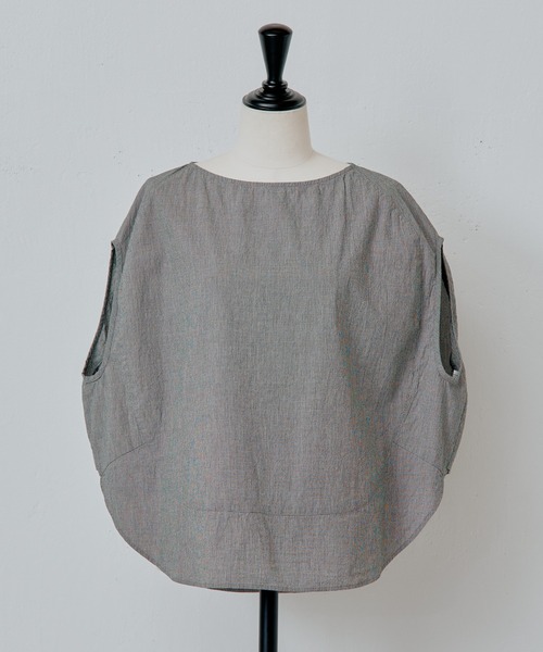 BEARDSLEY（ビアズリー）の「後ろボタンワッシャーマルクールブラウス（シャツ/ブラウス・レディース・グレー/ブラック・FREE）」の6枚目の写真
