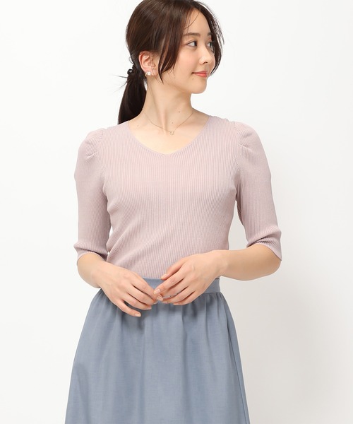 MISCH MASCH(ミッシュマッシュ)の「■2024春夏新作■ベーシック5分袖タックリブニット/MM428304(ニット/セーター・レディース・ブルー/ブラック/ホワイト/ピンク/レッド・M/S)」の11枚目の写真