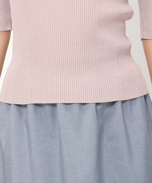 MISCH MASCH(ミッシュマッシュ)の「■2024春夏新作■ベーシック5分袖タックリブニット/MM428304(ニット/セーター・レディース・ブルー/ブラック/ホワイト/ピンク/レッド・M/S)」の13枚目の写真
