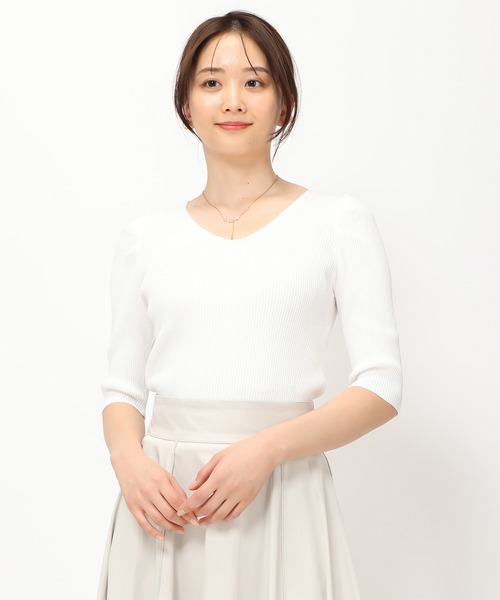 MISCH MASCH(ミッシュマッシュ)の「■2024春夏新作■ベーシック5分袖タックリブニット/MM428304(ニット/セーター・レディース・ブルー/ブラック/ホワイト/ピンク/レッド・M/S)」の20枚目の写真