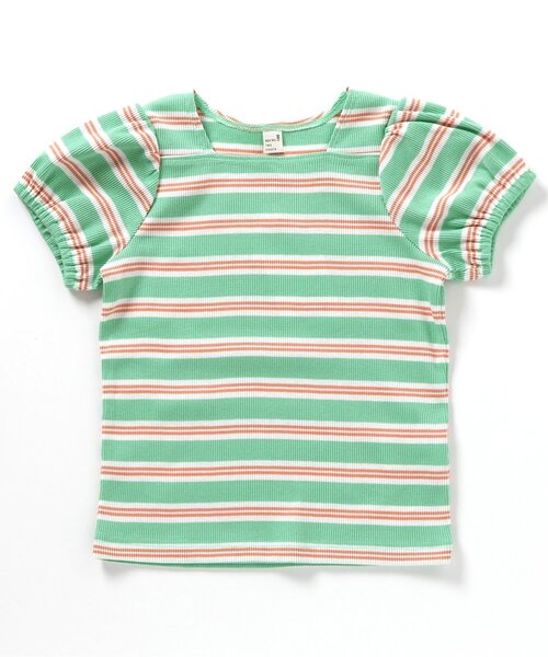 apres les cours（アプレレクール）の「スクエアネックパフTシャツ_一部WEB限定カラー（Tシャツ/カットソー・キッズ・サックスブルー/ミント/アイボリー/ピンク・100/110/120/80/130/140/90）」の2枚目の写真