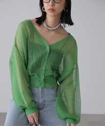 FREE'S MART | 前後2WAYシアーチェックボリュームスリーブカーディガン(カーディガン/ボレロ)