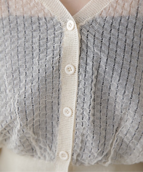 FREE'S MART（フリーズマート）の「前後2WAYシアーチェックボリュームスリーブカーディガン（カーディガン/ボレロ・レディース・ブラック/ホワイト/グリーン・FREE）」の16枚目の写真