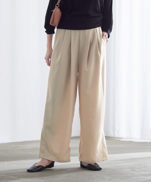 itto...(イット)の「リネンライク裾スリットワイドパンツ(スラックス・レディース・ベージュ/カーキ/イエロー・M/L)」の5枚目の写真
