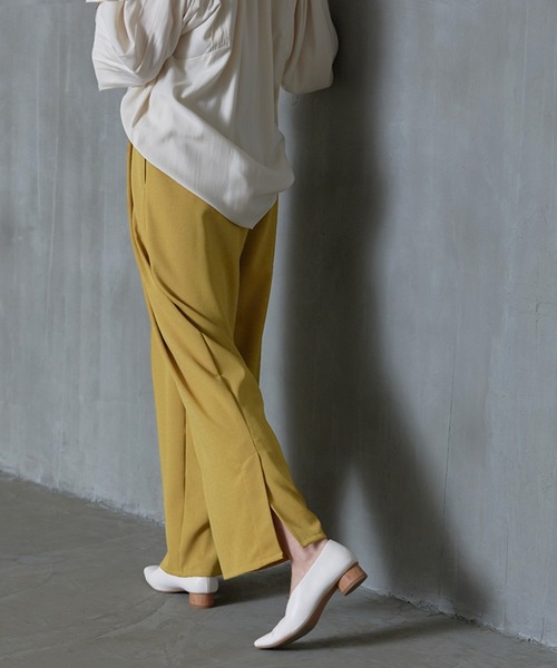 itto...(イット)の「リネンライク裾スリットワイドパンツ(スラックス・レディース・ベージュ/カーキ/イエロー・M/L)」の19枚目の写真