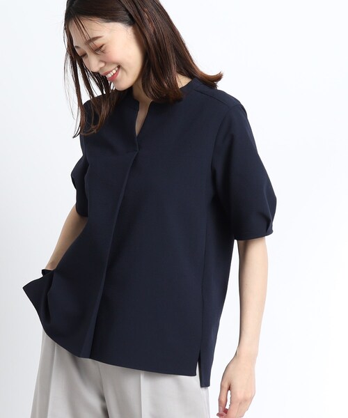 Reflect（リフレクト）の「◆【SALE／人気急上昇♪マシンウオッシュ可能】スキッパーネックブラウス（シャツ/ブラウス・レディース・ネイビー系2/ピンク系その他/ブルー系その他4・09/07/11/13/15 /17）」の2枚目の写真