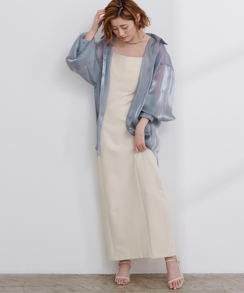 UR'S（ユアーズ）の「オーガンジーベーシックシャツ（シャツ/ブラウス・レディース・オフホワイト/グレー/ブラック・M）」の10枚目の写真