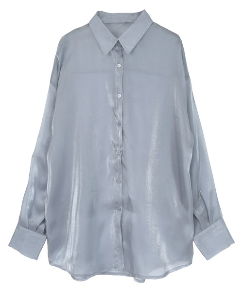 UR'S（ユアーズ）の「オーガンジーベーシックシャツ（シャツ/ブラウス・レディース・オフホワイト/グレー/ブラック・M）」の14枚目の写真