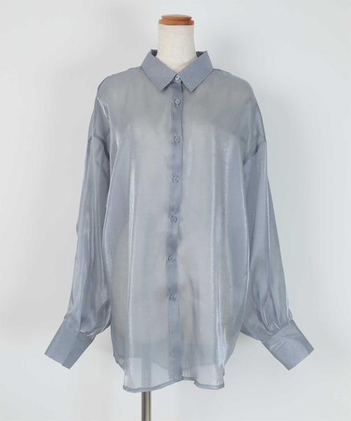 UR'S（ユアーズ）の「オーガンジーベーシックシャツ（シャツ/ブラウス・レディース・オフホワイト/グレー/ブラック・M）」の15枚目の写真