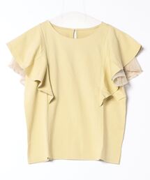 12Twelve Agenda | ラメチュールフリルスリーブカットソープルオーバー(Tシャツ/カットソー)