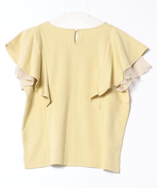 12Twelve Agenda(トゥエルブ アジェンダ)の「ラメチュールフリルスリーブカットソープルオーバー(Tシャツ/カットソー・レディース・イエロー/ネイビー/オフホワイト・M)」の4枚目の写真