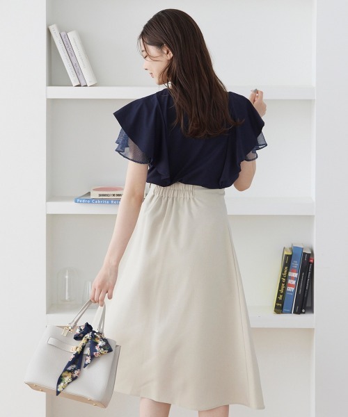 12Twelve Agenda(トゥエルブ アジェンダ)の「ラメチュールフリルスリーブカットソープルオーバー(Tシャツ/カットソー・レディース・イエロー/ネイビー/オフホワイト・M)」の10枚目の写真