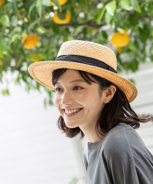 niko and...（ニコアンド）の「オリジナルラフィアカンカン帽（ハット・レディース・ブラック/その他1・FREE）」の2枚目の写真