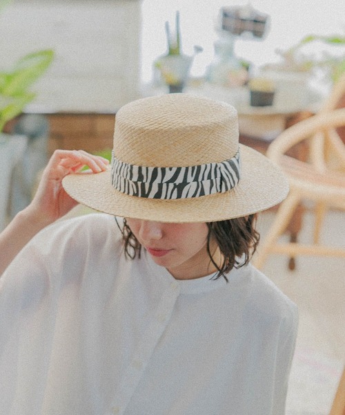 niko and...（ニコアンド）の「オリジナルラフィアカンカン帽（ハット・レディース・ブラック/その他1・FREE）」の3枚目の写真