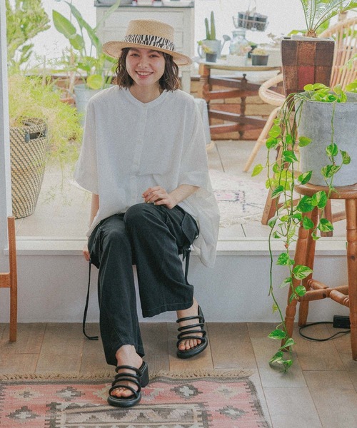 niko and...（ニコアンド）の「オリジナルラフィアカンカン帽（ハット・レディース・ブラック/その他1・FREE）」の6枚目の写真