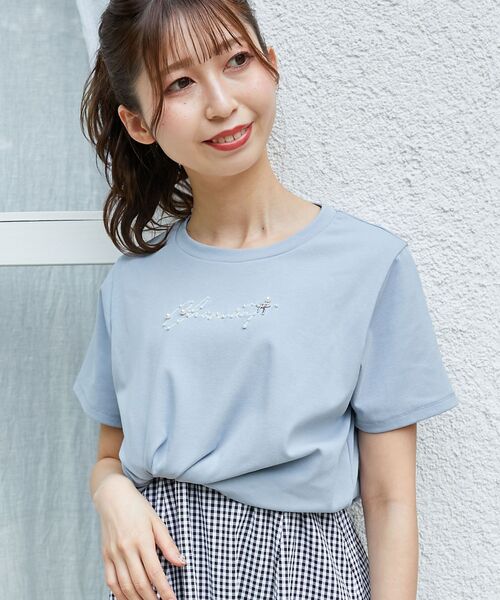 MAJESTIC LEGON（マジェスティックレゴン）の「リボンモチーフTシャツ（Tシャツ/カットソー・レディース・ホワイト系その他/ブラック/オフホワイト/ブラック系その他/ブルー・MEDIUM）」の18枚目の写真