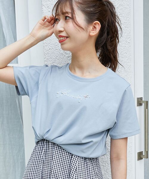 MAJESTIC LEGON（マジェスティックレゴン）の「リボンモチーフTシャツ（Tシャツ/カットソー・レディース・ホワイト系その他/ブラック/オフホワイト/ブラック系その他/ブルー・MEDIUM）」の19枚目の写真