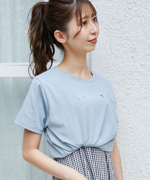 MAJESTIC LEGON（マジェスティックレゴン）の「リボンモチーフTシャツ（Tシャツ/カットソー・レディース・ホワイト系その他/ブラック/オフホワイト/ブラック系その他/ブルー・MEDIUM）」の20枚目の写真