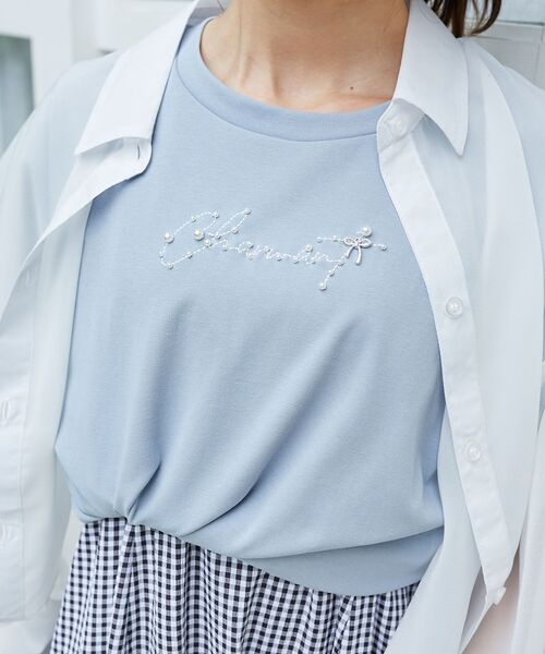 MAJESTIC LEGON（マジェスティックレゴン）の「リボンモチーフTシャツ（Tシャツ/カットソー・レディース・ホワイト系その他/ブラック/オフホワイト/ブラック系その他/ブルー・MEDIUM）」の22枚目の写真