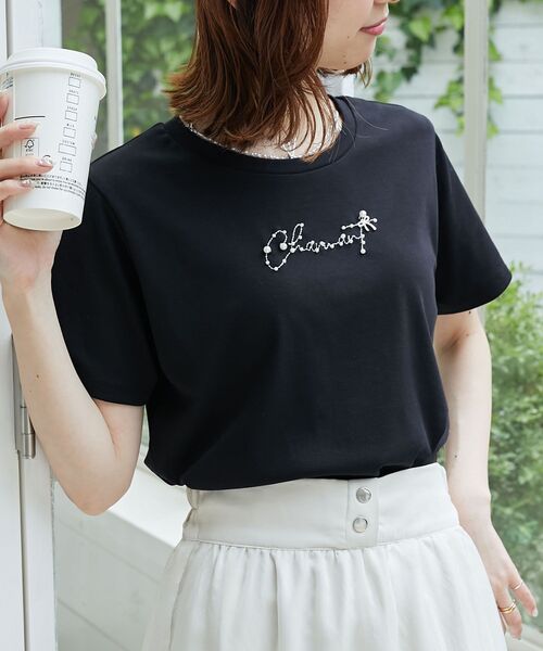 MAJESTIC LEGON（マジェスティックレゴン）の「リボンモチーフTシャツ（Tシャツ/カットソー・レディース・ホワイト系その他/ブラック/オフホワイト/ブラック系その他/ブルー・MEDIUM）」の14枚目の写真