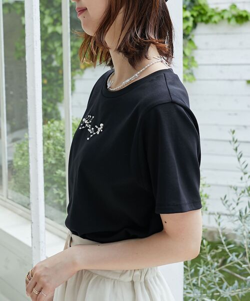 MAJESTIC LEGON（マジェスティックレゴン）の「リボンモチーフTシャツ（Tシャツ/カットソー・レディース・ホワイト系その他/ブラック/オフホワイト/ブラック系その他/ブルー・MEDIUM）」の16枚目の写真