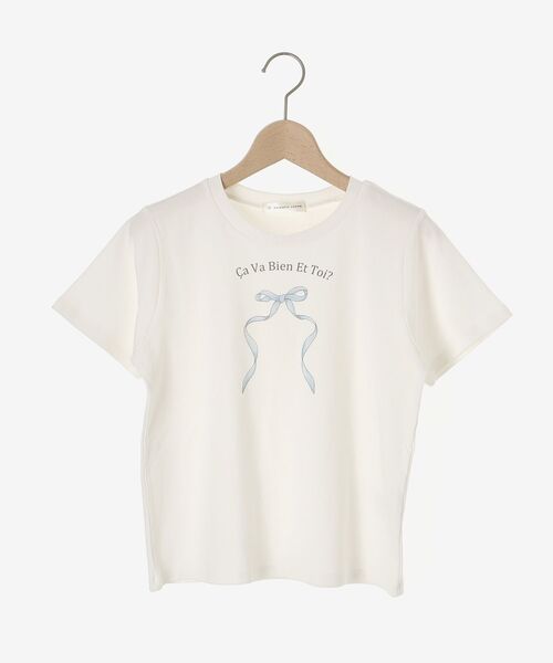 MAJESTIC LEGON（マジェスティックレゴン）の「リボンモチーフTシャツ（Tシャツ/カットソー・レディース・ホワイト系その他/ブラック/オフホワイト/ブラック系その他/ブルー・MEDIUM）」の7枚目の写真