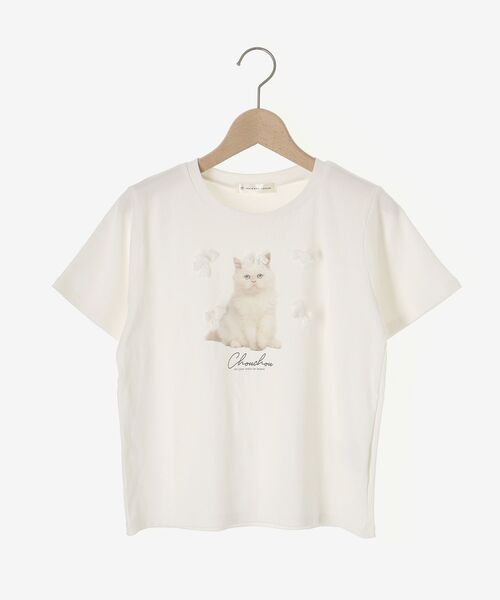 MAJESTIC LEGON（マジェスティックレゴン）の「リボンモチーフTシャツ（Tシャツ/カットソー・レディース・ホワイト系その他/ブラック/オフホワイト/ブラック系その他/ブルー・MEDIUM）」の9枚目の写真