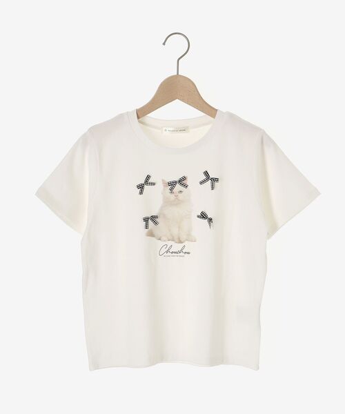 MAJESTIC LEGON（マジェスティックレゴン）の「リボンモチーフTシャツ（Tシャツ/カットソー・レディース・ホワイト系その他/ブラック/オフホワイト/ブラック系その他/ブルー・MEDIUM）」の11枚目の写真