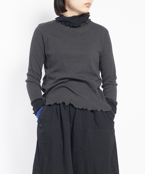 gomme（ゴム）の「40/-テレコ　ダブルＴ（Tシャツ/カットソー・レディース・ブラック/チャコールグレー/トップグレー/パープル・MEDIUM）」の3枚目の写真