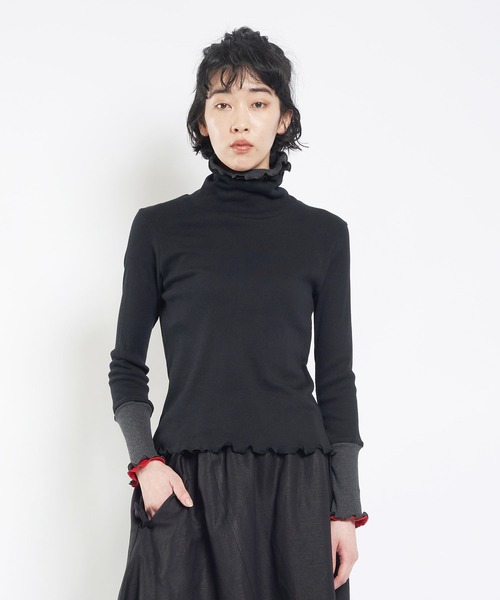 gomme（ゴム）の「40/-テレコ　ダブルＴ（Tシャツ/カットソー・レディース・ブラック/チャコールグレー/トップグレー/パープル・MEDIUM）」の2枚目の写真