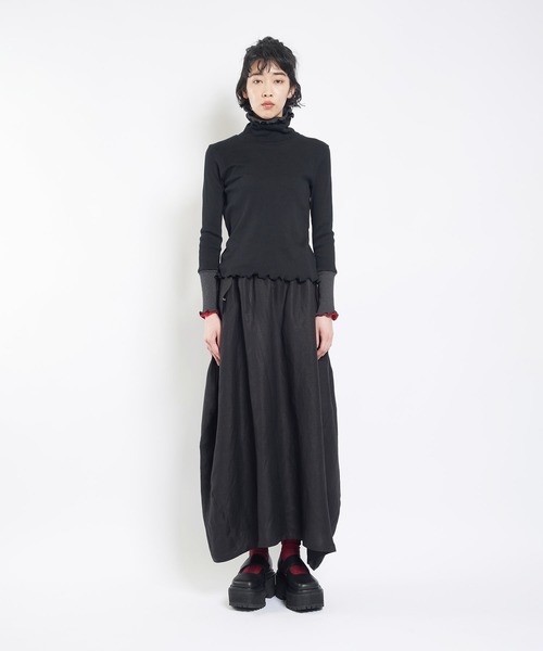 gomme（ゴム）の「40/-テレコ　ダブルＴ（Tシャツ/カットソー・レディース・ブラック/チャコールグレー/トップグレー/パープル・MEDIUM）」の5枚目の写真