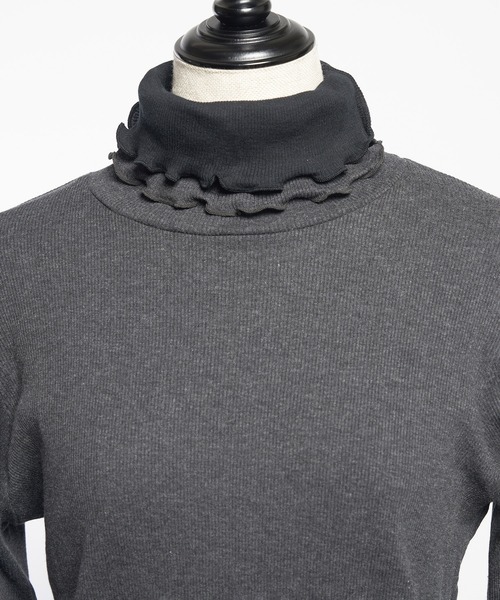 gomme（ゴム）の「40/-テレコ　ダブルＴ（Tシャツ/カットソー・レディース・ブラック/チャコールグレー/トップグレー/パープル・MEDIUM）」の12枚目の写真