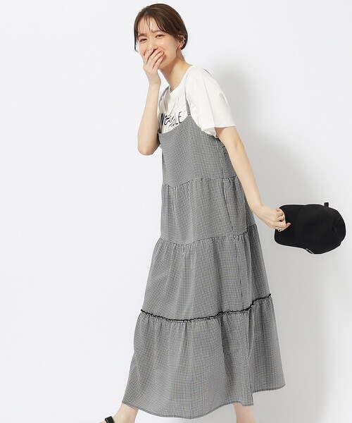 Cutie Blonde（キューティーブロンド）の「◆【洗える/無地/ギンガム】大人ガーリー ティアードキャミワンピース（ワンピース・レディース・ナチュラル/ブラック/ブラック系1・04/03/02）」の3枚目の写真