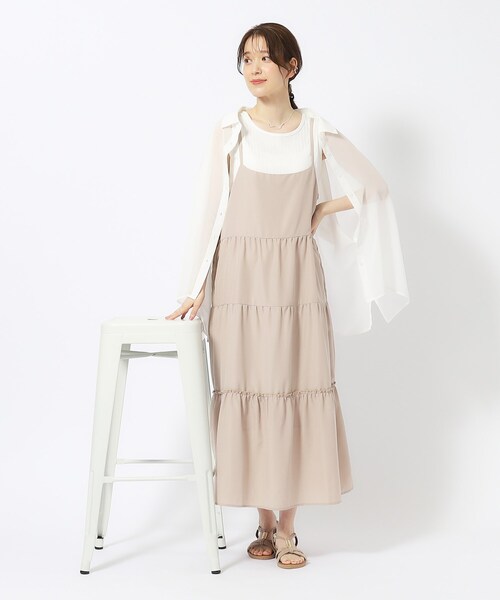 Cutie Blonde（キューティーブロンド）の「◆【洗える/無地/ギンガム】大人ガーリー ティアードキャミワンピース（ワンピース・レディース・ナチュラル/ブラック/ブラック系1・04/03/02）」の12枚目の写真